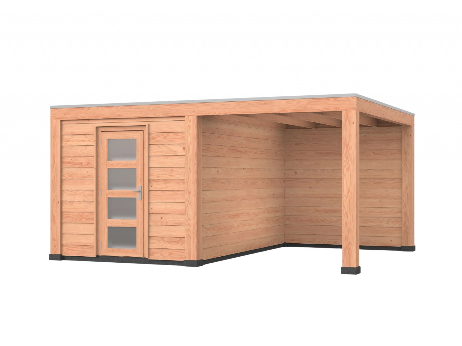 Douglas overkapping, 500 x 400, met achterwand en schuur, Westwood Robuust - Afbeelding 1
